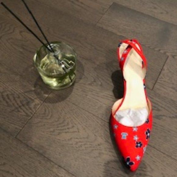 Nine West Shoes - Nine West Floral Sling Back Shoes w Pointed Toe Red + Blue Size 9.5 M NWOT